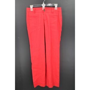 Cabi Valentine Trouser Womens 4 Cranberry Red Pants Linen Blend 32" Inseam 5503R